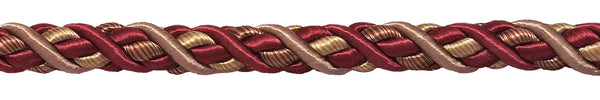 10 Yard Value Pack of Large Burgundy Taupe Baroque Collection 7/16 inch Decorative Cord Without Lip Style# 716BNL Color: CRANBERRY HARVEST – 8612 (30 Ft / 9 Meters)
