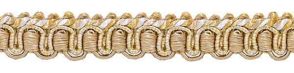 Light Gold, Ivory 1/2 inch Imperial II Gimp Braid Style# 0050IG Color: IVORY GOLD - 2523 (Sold by The Yard)