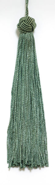 Set of 10 Dark Sea Green Woven Head Chainette Tassel, 5.5 Inch Long with 2 Inch Loop, Basic Trim Collection Style# BH055 Color: Sea Green - H2