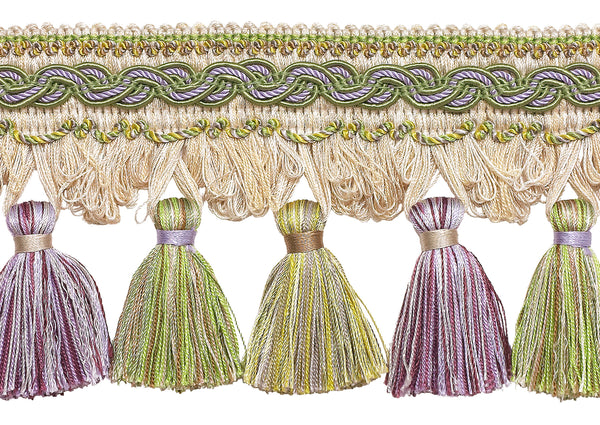 Lilac Gold 4 inch Baroque Tassel Fringe Style# TFB1 Color: WINTER LILAC - 8426 (Sold by The Yard)