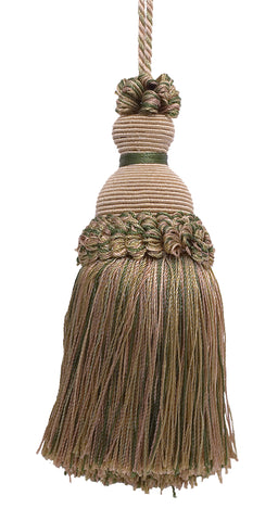 Decorative 5 inch Key Tassel, Olive Green, Champagne Imperial II Collection Style# IKTJ Color: SAGEGRASS - 4567