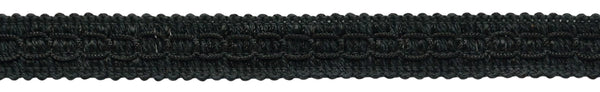 7/8 inch Graceful Black Gimp Braid / Style# 0078SGC Color: Midnight's Embrace - K9 / Sold by the Yard