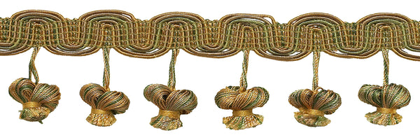 Olive Gold 2 inch Baroque Onion Tassel Fringe , Style# TFB2 Color: GOLDEN OLIVE - 1755 , Sold By the Yard
