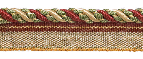 10 Yard Value Pack of Medium Wine, Gold, Green 4/16 inch Imperial II Lip Cord Style# 0416I2 Color: CHERRY GROVE - 4770 (30 Ft / 9 Meters)