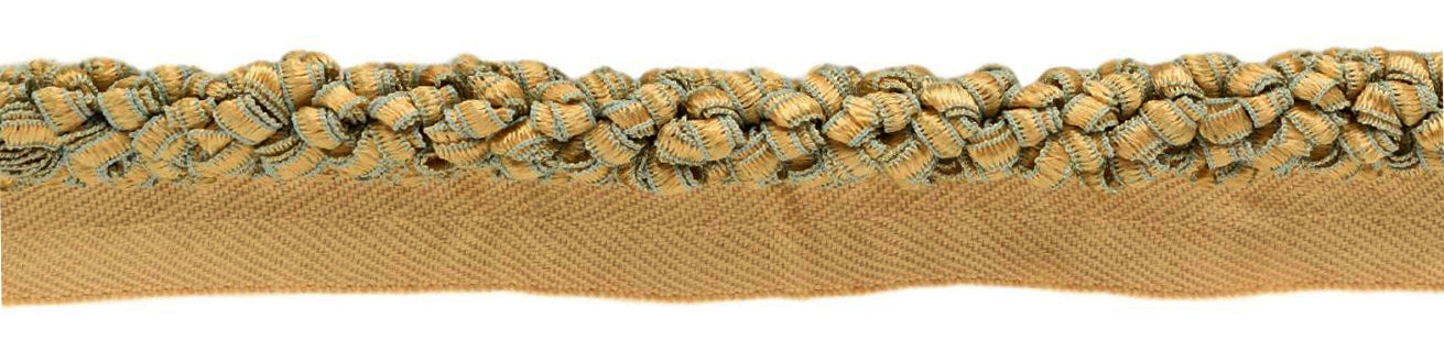 Elegant Ribbon Cord With Lip / 3/8 inch diameter / Style# 0038RC Color: Beige, Light Blue - 71101 / Sold by the Yard - DecoPro