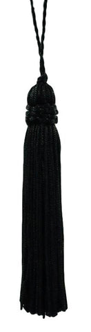 Set of 10 Black Crown Head Chainette Tassel, 4 Inch Long with 2 Inch Loop, Basic Trim Collection Style# CT04 Color: Black - K9