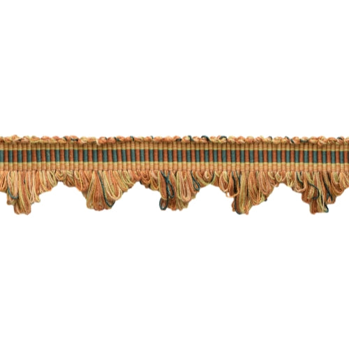 1 3/4" long (4cm) Marrakesh Collection Beautiful Contemporary Scalloped Fringe Trim with Woven Gimp Braid Header (SFRW0175) | 3 Yards (9 ft/2.5m), #VL02 Multicolor / Red Orange - DecoPro