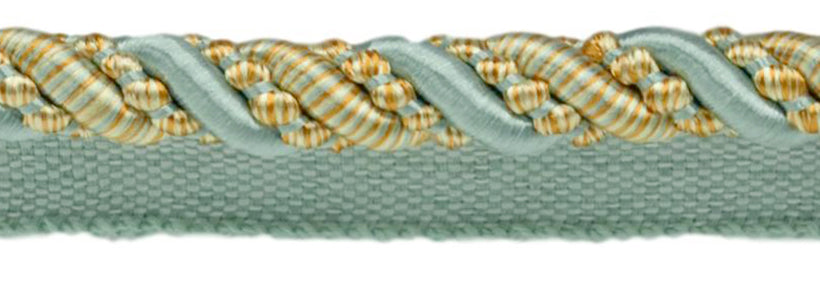 9 Yard Value Pack of Large 7/16 inch Silver Blue, Gold, Off White, Noblesse Collection Lip Cord Style# 0716H Color: Island Breeze - 5939 (27 Ft / 8 Meters) - DecoPro