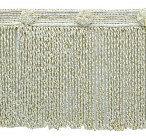 6 Inch Long White, Shell Bullion Fringe Trim / Style# BFHR6 / Color: Powder White - 51185 (Sold by The Yard)