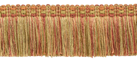 Veranda Collection 3 inch Brush Fringe Trim / Copper, Brown, Oak Brown / Style#: 0300VB / Color: Rustic - VNT9 / Sold by the Yard