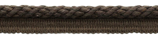 Elaborate 3/8 inch Mocha, Chocolate, Brown Veranda Collection Trim Cord With Sewing Lip / Style# 0038V / Color: Chocolate - VNT27 / Sold by The Yard