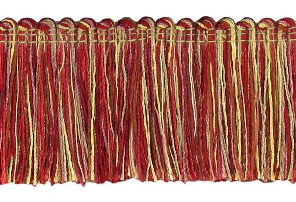 5 Yard Value Pack of Veranda Collection 2 inch Brush Fringe Trim / Beachwood Gold, Red, Mauve / Style#: 0200VB / Color: Grandeur