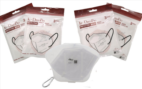 12 Disposable KN95 Face Masks with a FREE Travel Case / 5-Layer Filter Barrier / Specified by The FDA on EUA List / Manufactured for and Sold Exclusively by DecoPro / KN95c