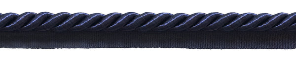 Large 3/8 inch DARK NAVY BLUE Basic Trim Cord With Sewing Lip, Sold by The Yard , Style# 0038S Color: J3