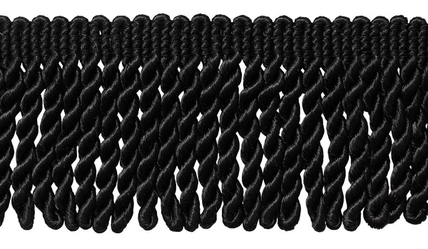27 Yard Package / 3 Inch Long BLACK Bullion Fringe Trim / Style# BFS3 Color: K9 (81 Ft / 25 Meters)