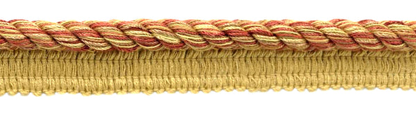 Large 3/8 inch Oak Brown, Dark Rust, Artichoke Green, Camel Beige Basic Trim Cord With Sewing Lip / Style# 0038DKL / Color: Ignite - N37 / Sold by The Yard