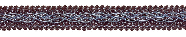 Brown, Light Blue Baroque Collection Gimp Braid 7/8 inch Style# 0078BG Color: MOCHA ICE - 24B (Sold by The Yard)