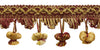 Burgundy Red, Gold 2 inch Imperial II Onion Tassel Fringe Style# NT2503 Color: BURGUNDY GOLD - 1253 (Sold by The Yard)
