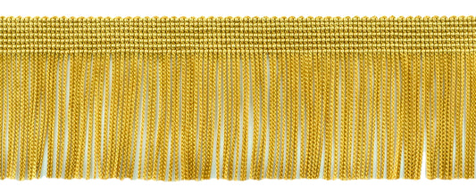 2" (5cm) long Solid Chainette Fringe Trim (Style# CF02) | 27 Yards (82 ft/25m) Antique Gold #C4 (Dark Yellow Gold) - DecoPro