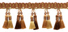 6 Yard Value Pack / Elegant 4 inch Long Brown, Light Gold Beaded Tassel Fringe / Style# BTFH4, Color: English Toffee - 08 (18 Ft / 5.5 M)