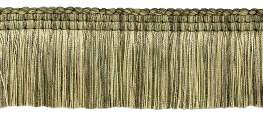 5 Yard Value Pack / Empress Collection Luxuriant 2 inch Brush Fringe Trim / Loden Green, Harvest Gold, Dark Sand / Style#: 0200EMPB, Color: Dark Moss - W126 (15 ft / 4.6M) - DecoPro