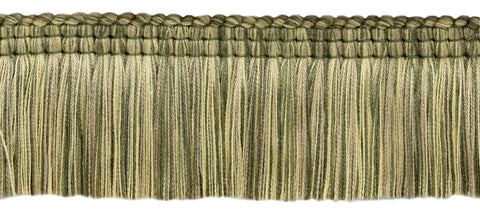 5 Yard Value Pack / Empress Collection Luxuriant 2 inch Brush Fringe Trim / Loden Green, Harvest Gold, Dark Sand / Style#: 0200EMPB, Color: Dark Moss - W126 (15 ft / 4.6M)