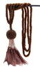 Set of 2 / Brown Beaded Feathered Tassel Tieback / 5 inch long Tassel, 23 inch Spread (embrace) / Style# TBBDFEATHER5 (9457) Color: Toasted Chestnut - 101884