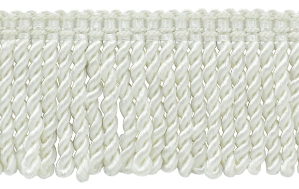 3 inch Long White Bullion Fringe Trim with Decorative Gimp Design / Basic Trim Collection / Style# BFS3-WVN (22042) Color: A1 / Sold by the Yard