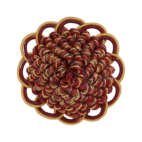 Decorative Rosette 2.5 inch , WINE GOLD / Baroque Collection Style# BR Color: AUTUMN LEAVES - 5716
