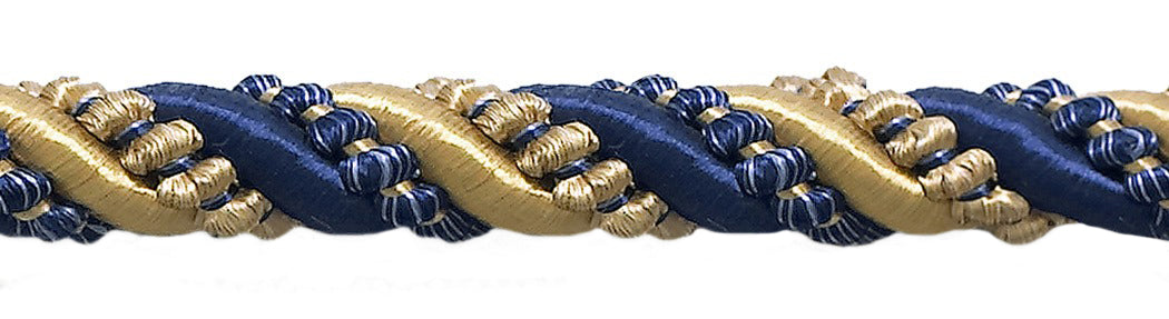 27 Yard Package of Large Gold, Navy Blue 7/16 inch Imperial II Decorative Cord Without Lip Style# 716I2NL Color: NAVY GOLD - 1152 (25 Meters / 81 Ft.) - DecoPro