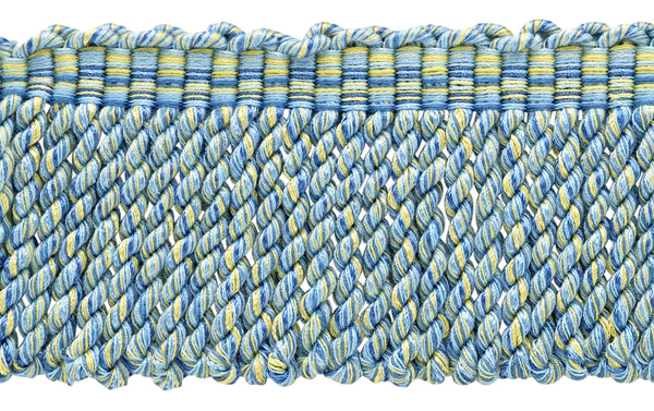 6 Yard Value Pack - 3 Inch Long French Blue, Cadet Blue, Blue Mist, Champange, Gold Bullion Fringe Trim / Style# BFDK3 (11829) / Color: French Country - N42 (18 Ft / 5.5M)