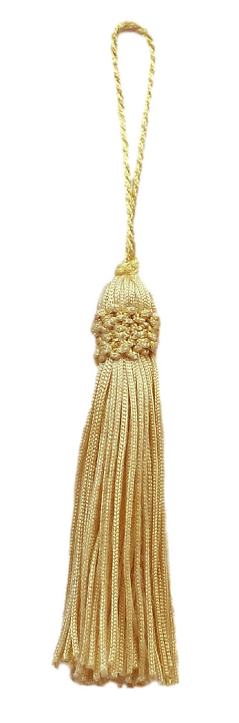 Set of 10 Light Gold Crown Head Chainette Tassel, 3 Inch Long with 2 Inch Loop, Basic Trim Collection Style# CT03 Color: B7 - DecoPro