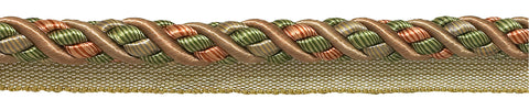 27 Yard Package of Large Light Bronze, Olive Green, Terracotta Baroque Collection 7/16 inch Cord with Lip Style# 0716BL Color: CHAPARRAL - 5615 (25 Meters / 81 Ft.)