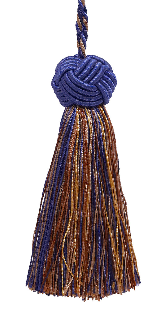 Decorative 3.5 inch Tassel / Ultramarine Blue, Tan / Baroque Collection Style# BTS Color: NAVY TAUPE - 5817 - DecoPro