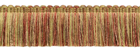 Oak Brown, Dark Rust, Artichoke Green, Camel Beige Duke Collection Brush Fringe 1 3/4 inch Long Style# 0175DKB Color: Ignite - N37 (Sold by The Yard)