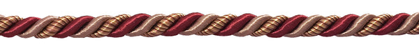 Medium Burgundy Taupe Baroque Collection 5/16 inch Decorative Cord Without Lip Style# 516BNL Color: CRANBERRY HARVEST – 8612 (Sold by The Yard)